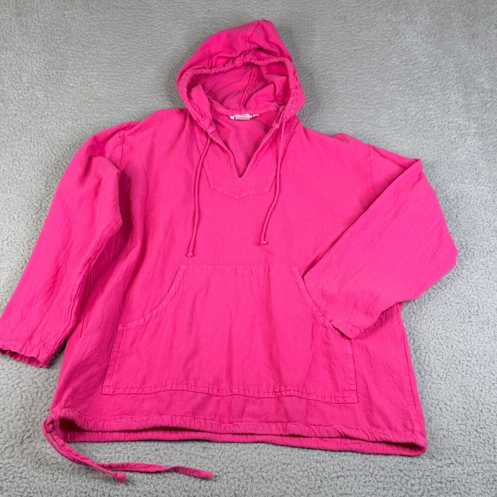 SOFT SURROUNDINGS Hoodie Sweatshirt Women M Pink Cotton Pullover Sweater USA